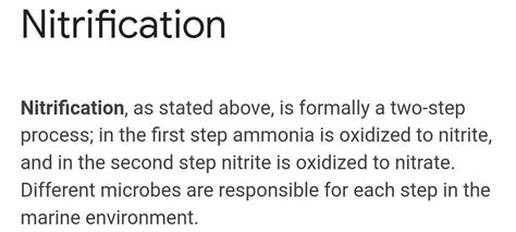Ammonia is first oxidised to nitrite and nitrite is oxidised to nitrate ...
