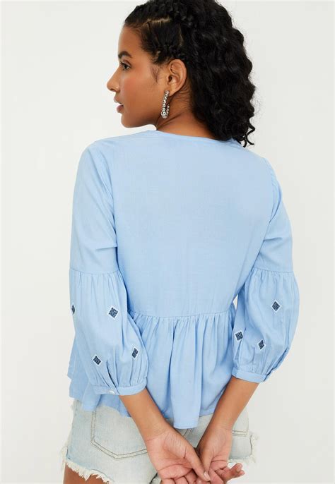 Buy Women Embroidered V-Neck Top Online at just Rs. 799.0 ...