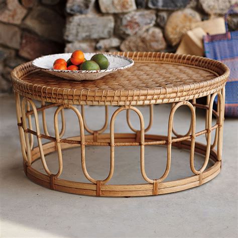Rattan And Glass Coffee Table