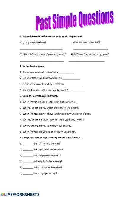 Image result for Past Simple Questions Practice