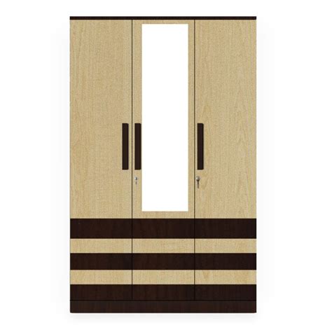 BHF 3 Door Wardrobe in Alberta Maple & Choco Walnut Finish - BuildHUB