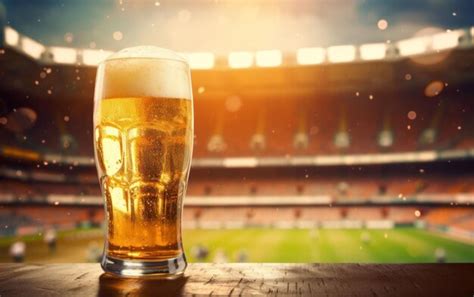 Refreshing beer enjoyed in a glass at the soccer stadium | Premium AI ...