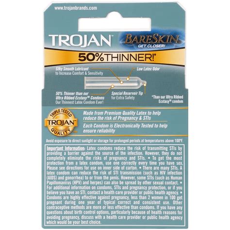 2 Pack Trojan Sensitivity Standard Condoms Bare Skin Lubricated Premium ...