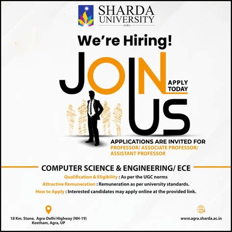 Career- Current Job Openings at Sharda Univesity Agra