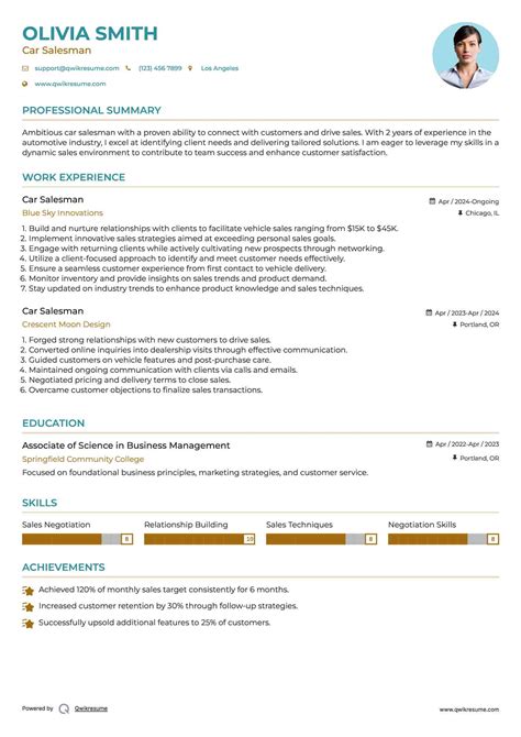 10+ Car Salesman Resume Samples & Templates for 2025