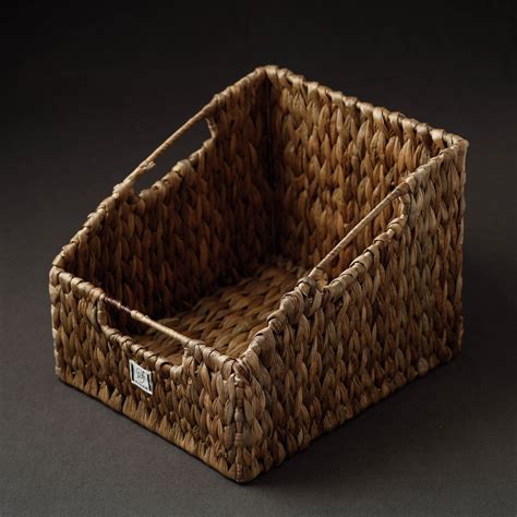 Buy Brown Handcrafted Organic Water Hyacinth Multipurpose Basket ...
