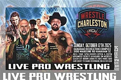 Wrestle Charleston! Live Pro Wrestling Former WWE and NWA, City of ...