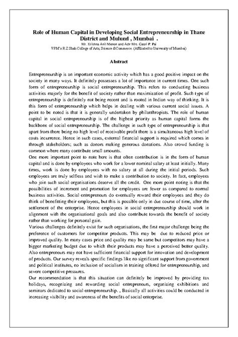 Role of Human Capital in Developing Social Entrepreneurship Kazakshtan ...