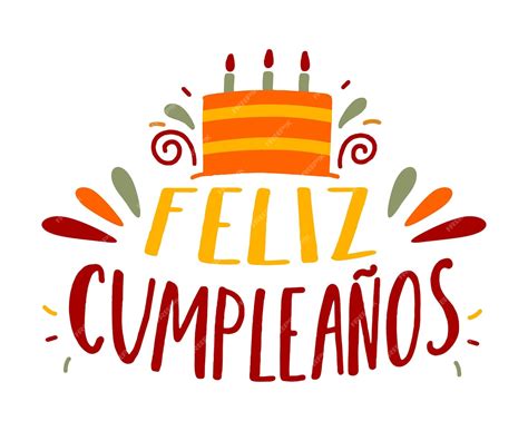 Premium Vector | Happy birthday in spain lettering in spanish with cake ...