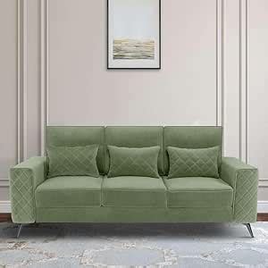 duroflex Eden 3 Seater Premium Fabric Sofa with Cushion (Jade Green ...