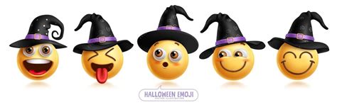 Witch emoji characters vector set emoji witch clip art character in ...