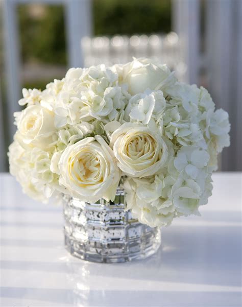 Elegant Ivory Rose and Hydrangea Centerpieces