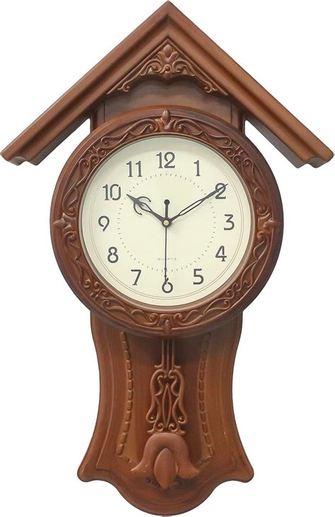 Buy eCraftIndia Golden Brown Circular Dial Vertical Analog Pendulum ...
