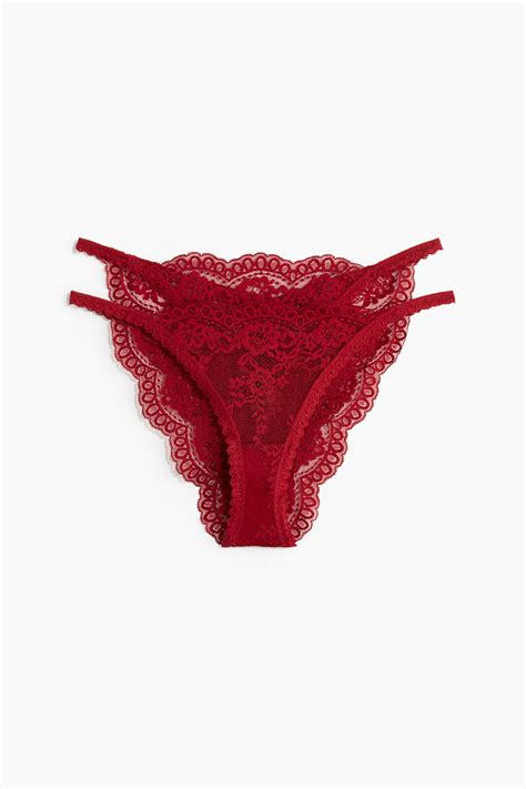 2-pack lace tanga briefs - Dark red - Ladies | H&M IN