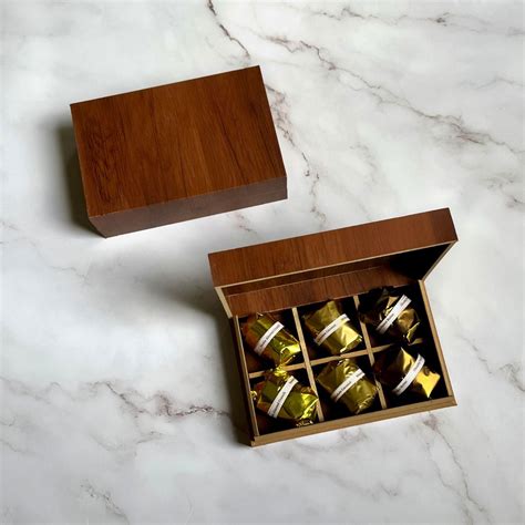 Assorted Chocolates Wooden Mini Box - Set of 2 Boxes - 6 Pieces X 2 Bo ...