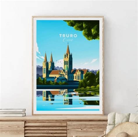 Truro Traditional Travel Print - Cornwall, Truro Poster, Truro Print NO ...