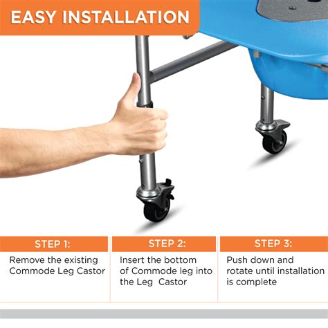 Commode Leg Castor | Comes With Pipe & Attached Wheels - (1 Pair ...