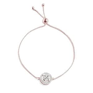 Buy MABEL 925 Sterling Silver, Rhodium Plated Round Halo Bracelet, Fine ...