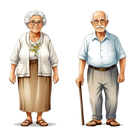 Premium Vector | Greek Grandpa and Grandma vector set white background ...