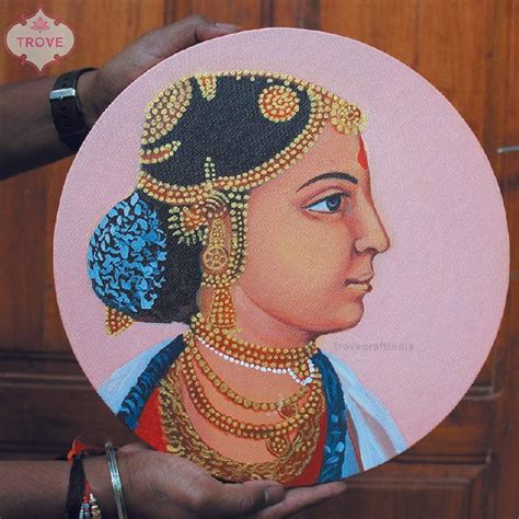 12" Contemporary Painting of a Lady on Canvas – Trove Craft India