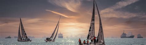 Download wallpaper sea, the sky, clouds, fog, people, dawn, ships ...