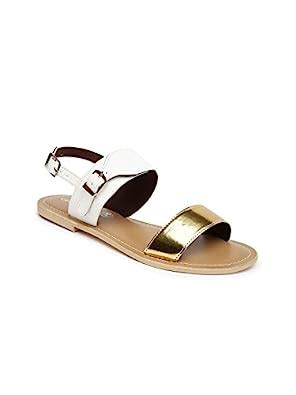 Buy DressBerry Women Gold-Toned & White Flats (EURO39) at Amazon.in