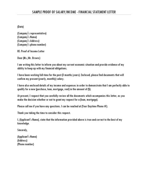 30 Great Proof of Income Letters (Doc, PDF) - TemplateArchive