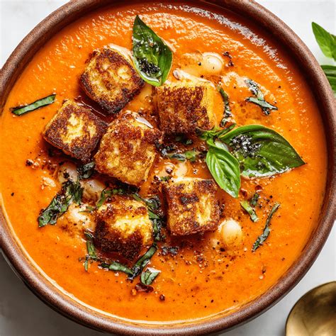 Creamy White Bean Tomato Soup : Protein-Packed with Crispy Halloumi ...