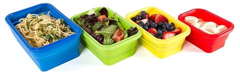 Buy Thin Bins Food Storage Containers - Set of Collapsible Silicone w ...
