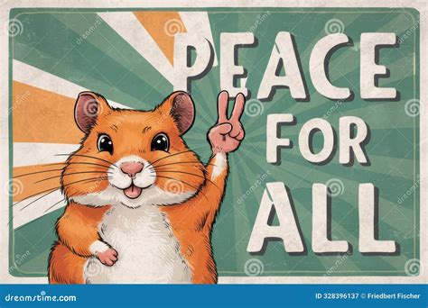 Hamster Making Peace Sign for All - Vintage Inspirational Poster Art ...