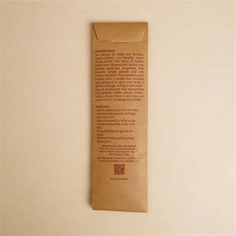 Isha Life Handmade Neem Wood Comb Handle model Narrow Teeth