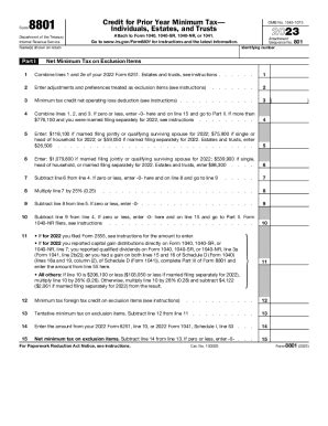 2023 Form IRS 8801 - Blank Fillable Template | Fill Out, Print ...