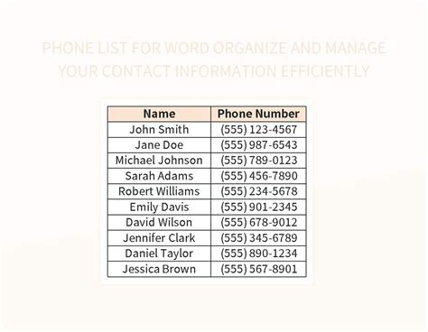 Image result for Phone List Printable