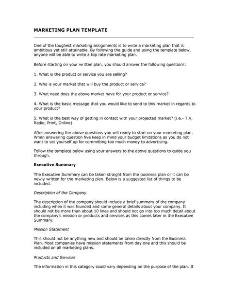 Marketing Plan Document Example 的图像结果