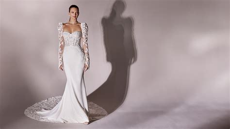 ZION: Strapless Crepe Fit and Flare Wedding Gown with Sheer Bodice | Justin Alexander Signature