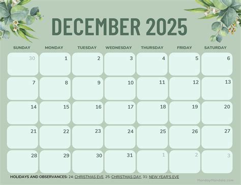 December 2025 Calendar (52 Free PDF Printables)
