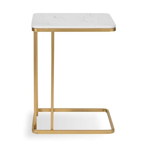 Kate and Laurel Credele Modern-Glam Sofa Side C-Table with Gold Metal ...