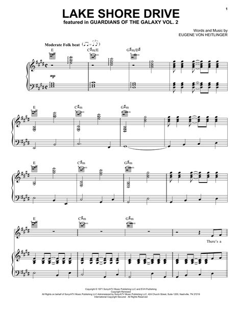 Lake Shore Drive by Eugene Von Heitlinger Sheet Music for Piano, Vocal ...