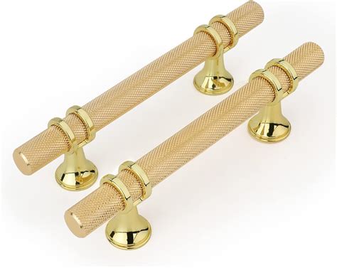 Haliwu 10 Pack/Gold Cabinet Pulls, 4-inch Knurled Cabinet Pulls ...