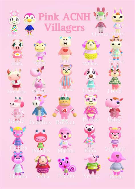 Pink ACNH Villagers | Animal crossing 3ds, Animal crossing characters, Animal crossing villagers