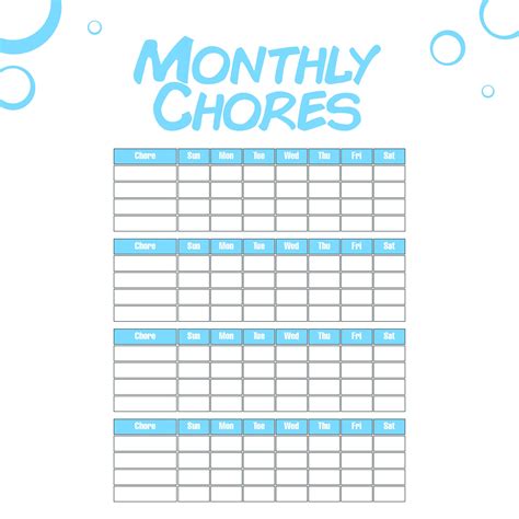 Printable Monthly Chore Chart - Printable Calendars AT A GLANCE