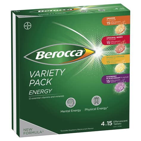 Buy Berocca Energy Variety Pack Effervescent s 60 Count Online at ...