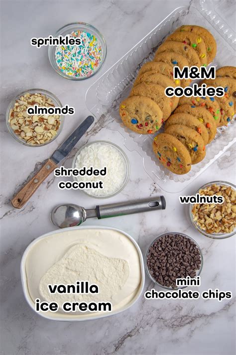 M&M Cookie Ice Cream Sandwich Recipe - Swirls of Flavor