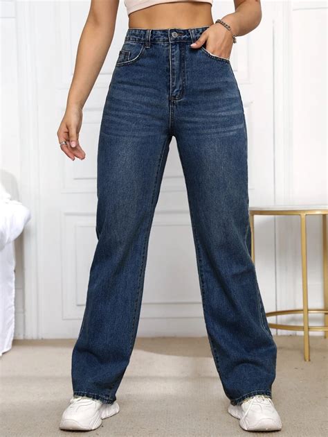 SHEIN EZwear High Waist Solid Jeans | SHEIN USA