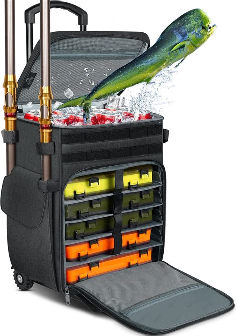 Buy Rolling Tackle Box with Cooler, MATEIN Large Fishing Bag with ...
