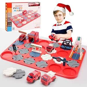 Buy MIDYOO 61 PCS Puzzle Track Car Play Set with Fire Truck ...