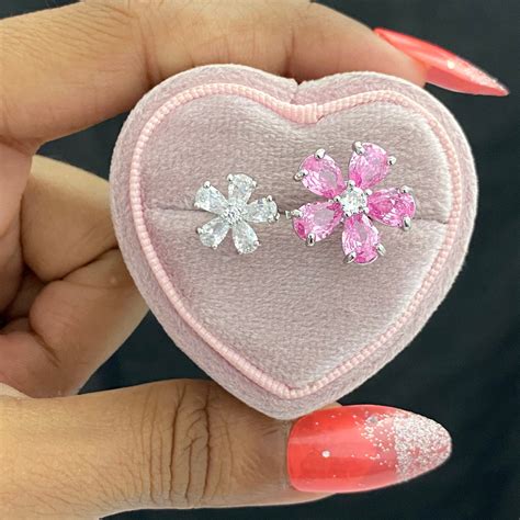 Adjustable Silver Pink Flower Stone Studded Ring– Oralia India