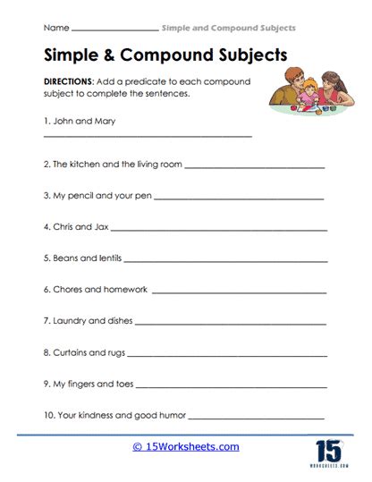 Compound Subject Worksheet 的图像结果