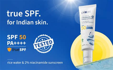 Plum 2% Niacinamide Sunscreen SPF 50 PA++++ With Rice Water 50g| In ...