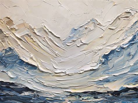 Original 3D White Mountain Oil Painting Plaster Style Texture Wall Art ...